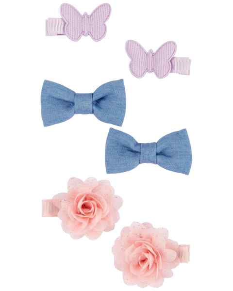 Carter's Girls Hair Clip 6-Pack Butterflies Bows & Flowers