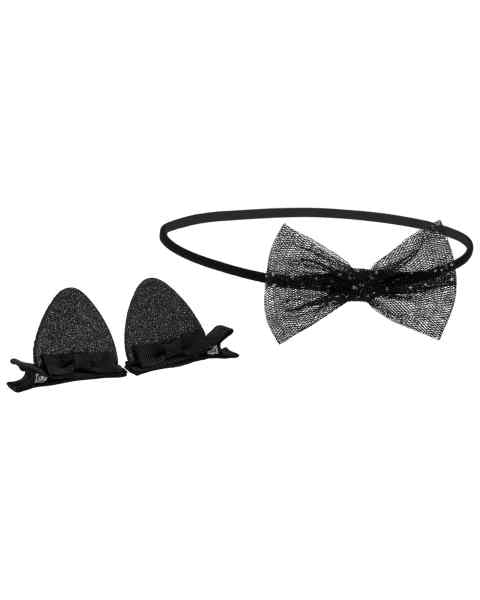 Carter's Girls Cat Ears Clips & Tulle Bow Headband Set