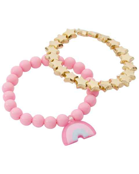 Carter's Girls Beaded Bracelet 2-Pack Rainbow Charm & Gold Stars