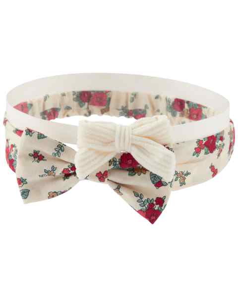 Carter's Baby Girl Headwrap 2-Pack Floral & Ivory Corduroy Bow