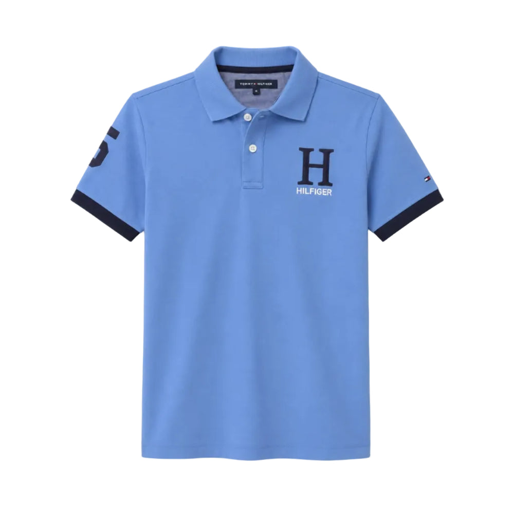 Tommy Hilfiger Boys' Short Sleeve Signature Logo Polo – Cornflower Blue