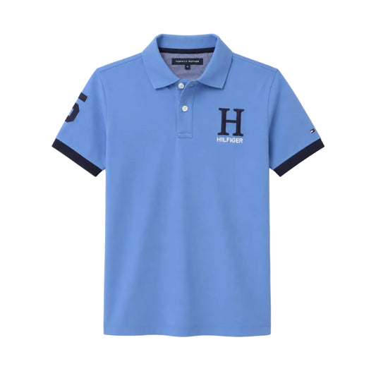 Tommy Hilfiger Boys' Short Sleeve Signature Logo Polo – Cornflower Blue