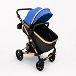 Nubebe Convertible Bassinet Stroller - Blue & Gold - Image 2