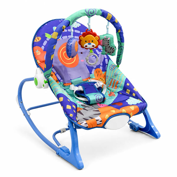 Mecedora Nubebe 2 en 1 con Barra de Juguetes — Azul Elefante
