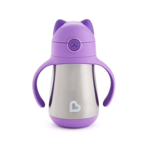 Munchkin Cool Cat Stainless Steel Straw Cup - Purple