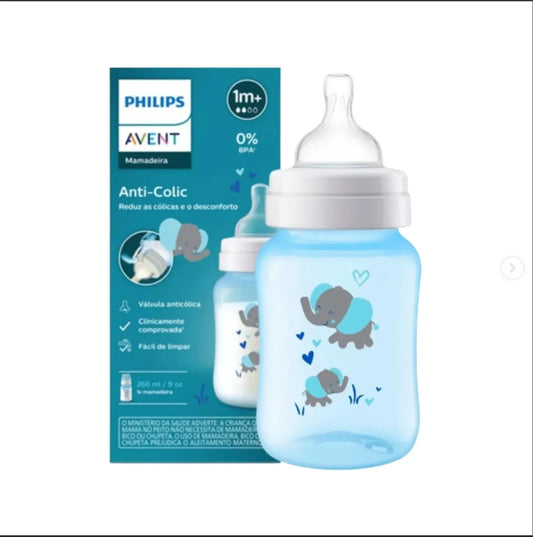 Biberón Anticólicos Philips Avent de 9oz / 260ml Diseño Elefante (1m+)
