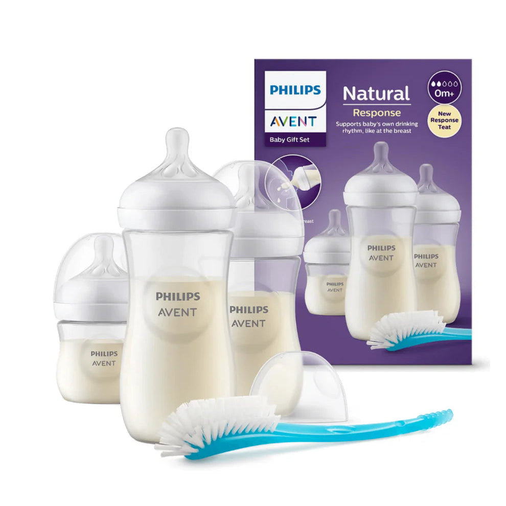 Set de Regalo para Recién Nacido Philips Avent Natural Response (4 Biberones y Cepillo)