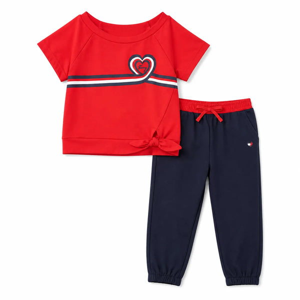 Red Heart Tee & Navy Joggers Set