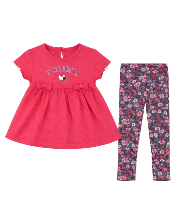 Set Coral Peplum + Floral Legging — Infant Girls