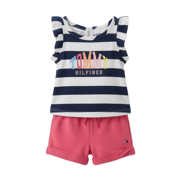 Set Rainbow Stripe + Pink Short — Infant Girls