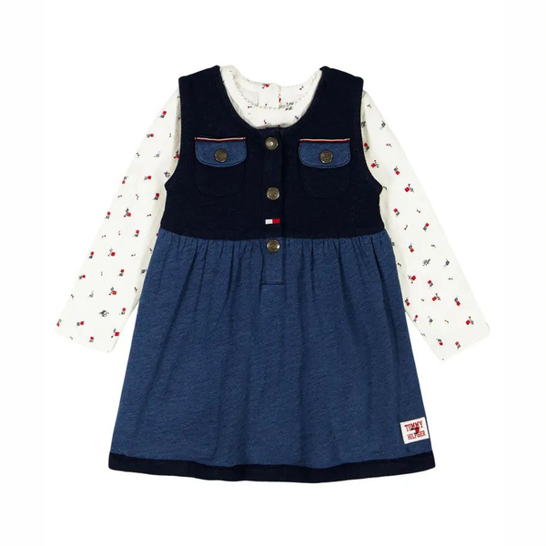 Set Chambray Pinafore + Floral Top — Infant Girls