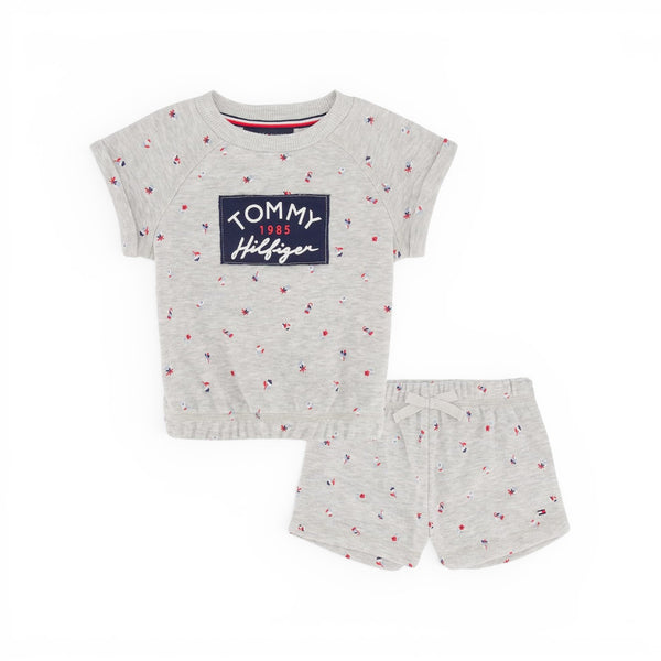Set Grey Floral Tee + Short — Infant Girls