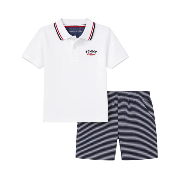 Set White Polo Striped + Short — Infant Boys