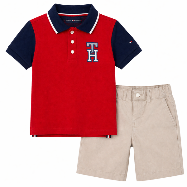 Set Red Polo + Khaki Short — Infant Boys