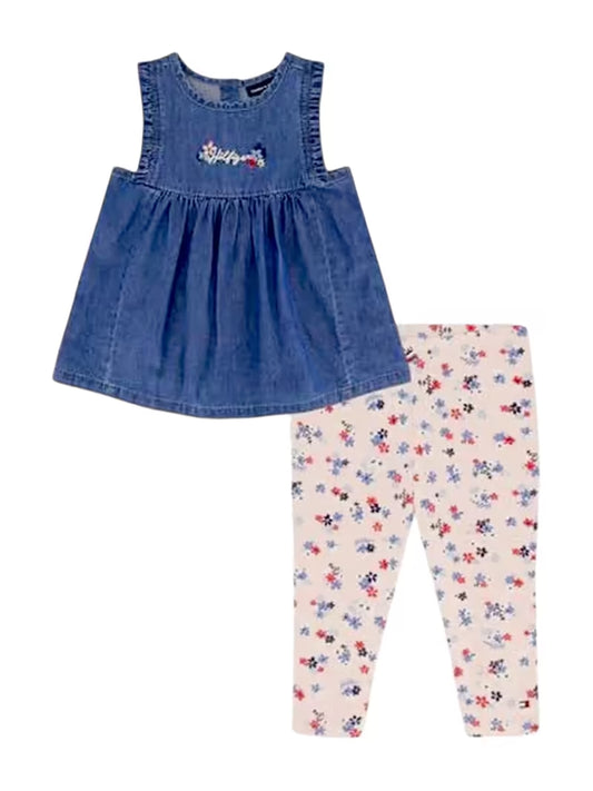 Tommy Hilfiger Girls 2-Piece Chambray Top Floral Legging Set - ColorPlay Honduras
