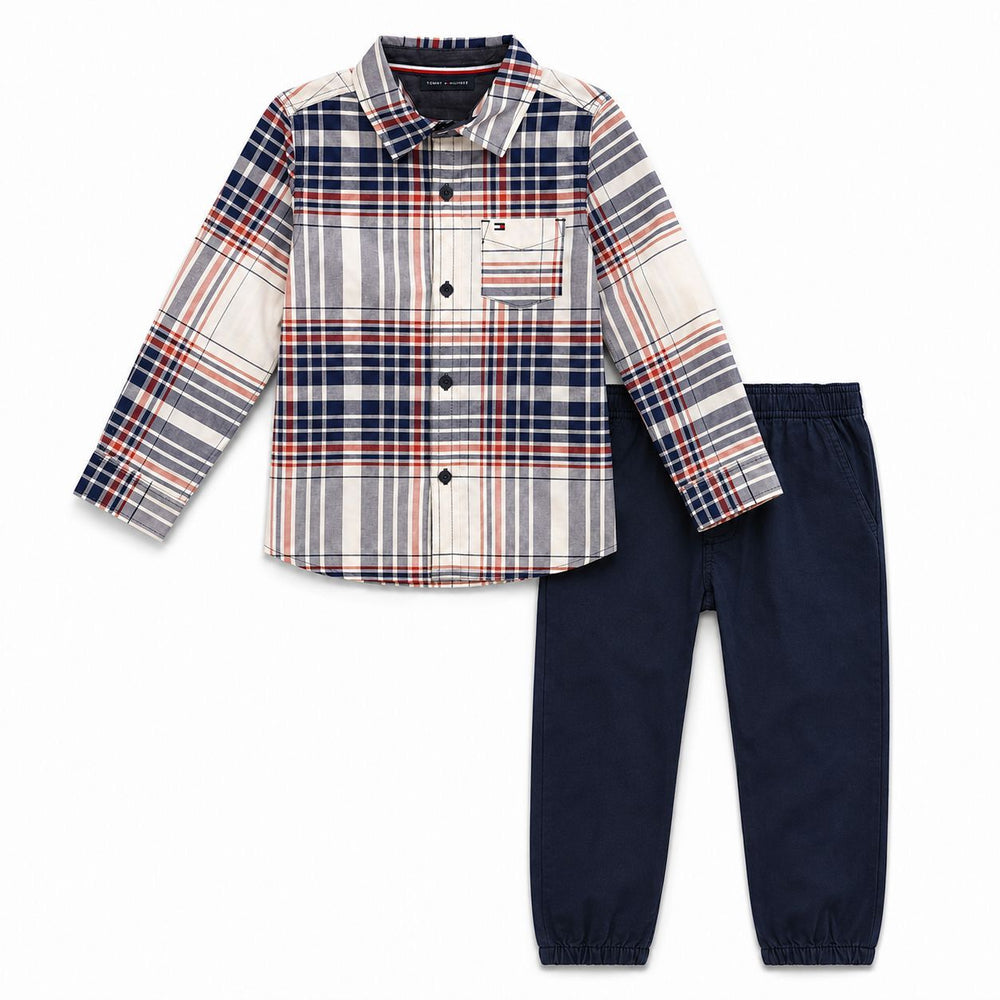 Tommy Hilfiger Baby Plaid Shirt & Pant 2-Piece Set
