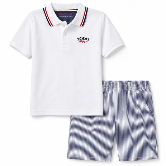 Conjunto Tommy Hilfiger bebé polo y short de rayas