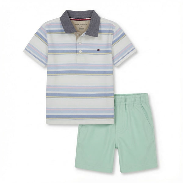 Set Multi-Stripe Polo + Sage Short — Infant Boys