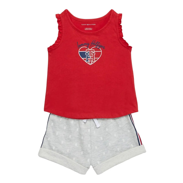 Set Red Ruffle Tank + Monogram Short — Infant Girls