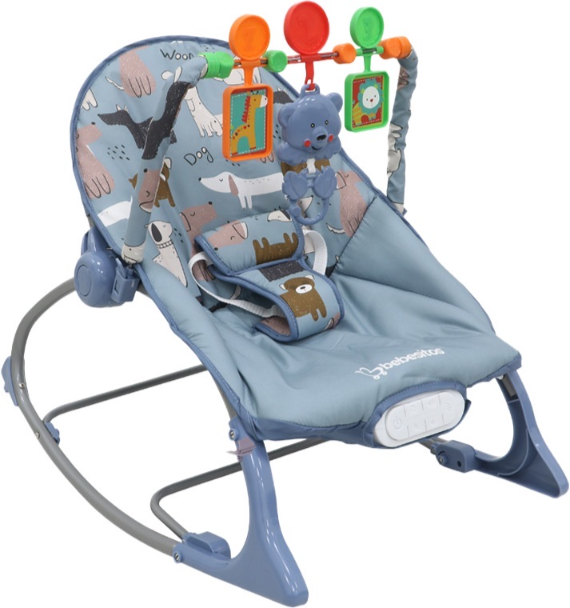 Nubebé Infant-to-Toddler Rocker with Toy Bar - Blue Grey Animals