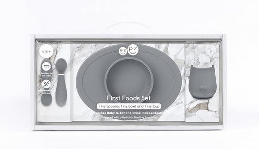 ezpz Tiny First Food Set - Dark Grey - ColorPlay