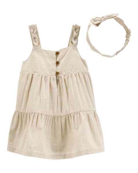 Carter's Vestido Tejido Beige con Cintillo