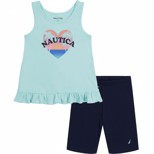 Girls 2 - Piece Sunset Heart Set — Teal/Navy - ColorPlay