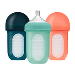 Boon NURSH Biberón Anti-Cólico 8oz (240ml) Set de 3 - Navy/Mint/Coral - Image 1
