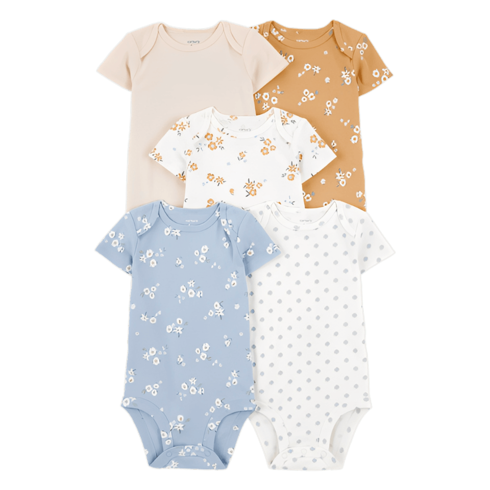 Carter's Baby 5 Pack Floral Short Sleeve Cotton Bodysuits