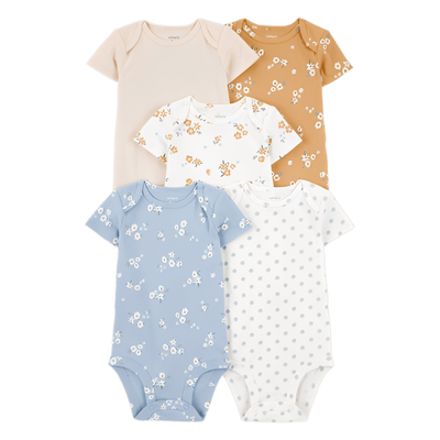 Carter's Baby 5 Pack Floral Short Sleeve Cotton Bodysuits