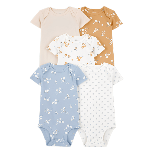 Carter's Baby 5 Pack Floral Short Sleeve Cotton Bodysuits - ColorPlay