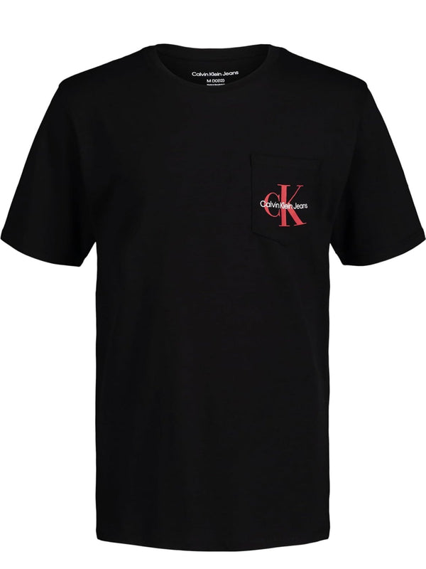 Calvin Klein Boys' Short Sleeve Monogram Pocket T-Shirt - Black