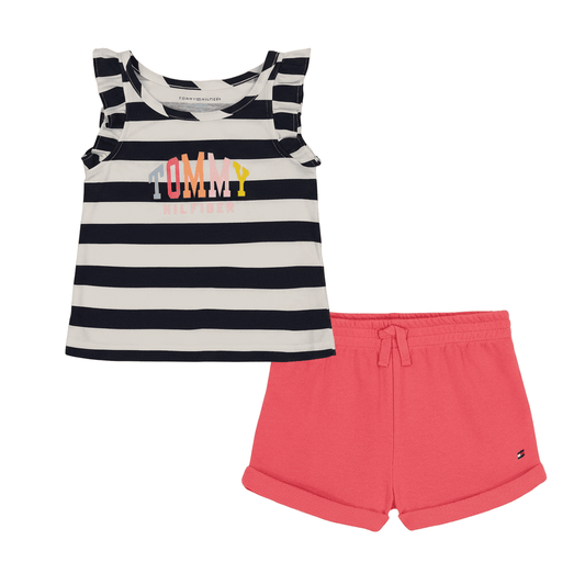 Girls 2 - Piece Colorful Logo Set — Stripe/Pink - ColorPlay