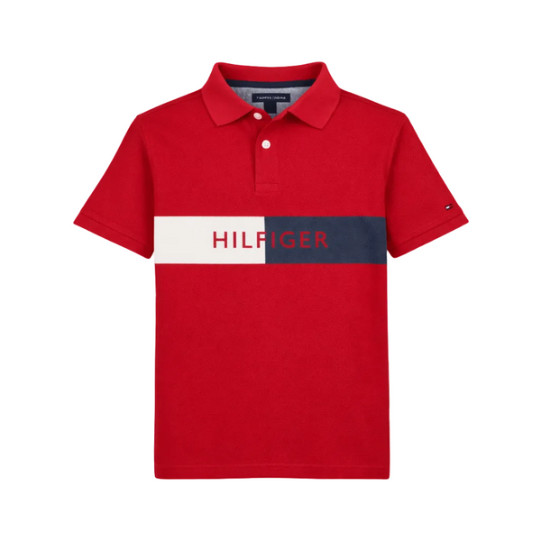 Tommy Hilfiger Boys' Short Sleeve Flag Colorblock Polo – Regal Red
