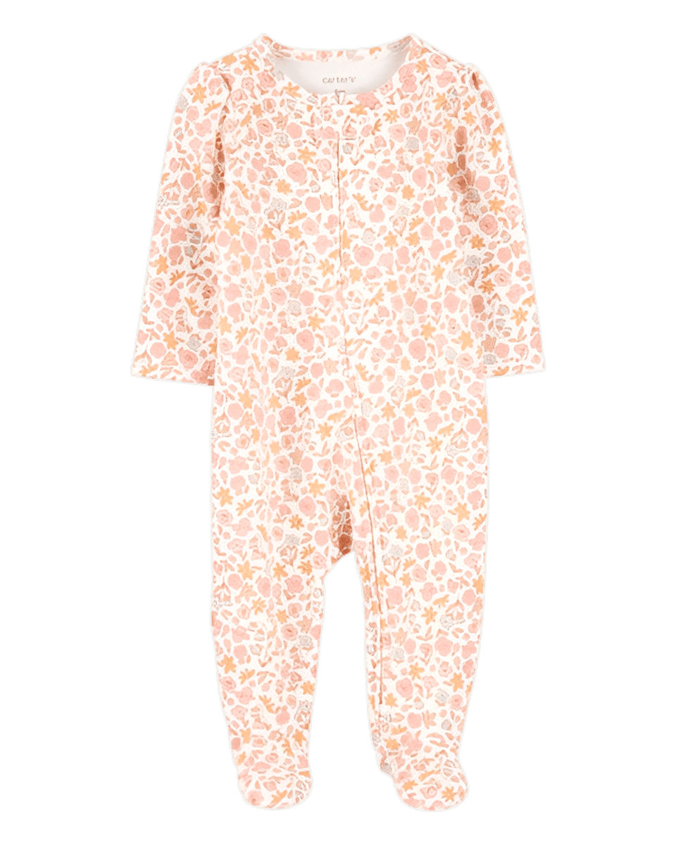 Carter's Baby Girl Floral 2 Way Zip Cotton Sleep & Play Pajamas Pink
