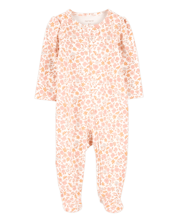 Carter's Baby Girl Floral 2 Way Zip Cotton Sleep & Play Pajamas Pink