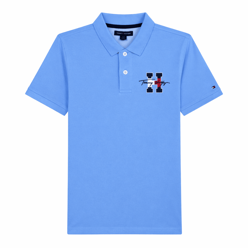 Tommy Hilfiger Boys' Short Sleeve Signature Logo Polo – Cornflower Blue