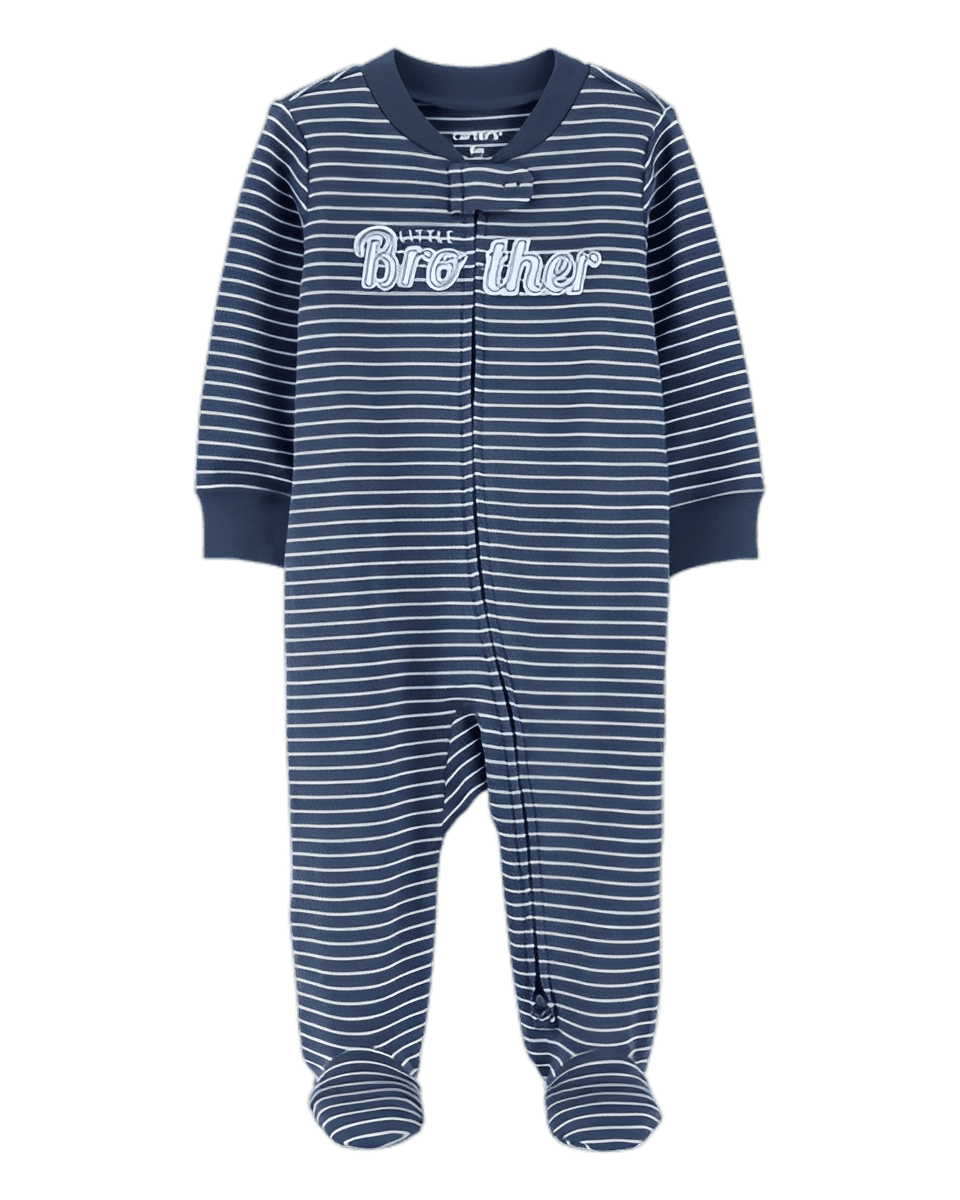 Carter's Baby Boy Little Brother 2 Way Zip Cotton Sleep & Play Pajamas Blue