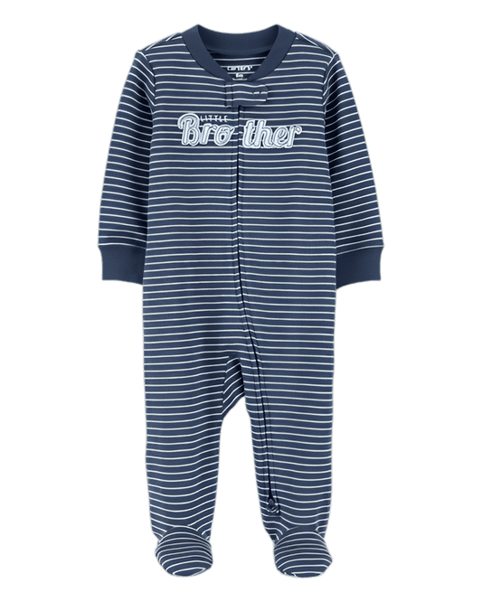 Carter's Baby Boy Little Brother 2 Way Zip Cotton Sleep & Play Pajamas Blue - ColorPlay