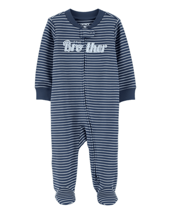 Carter's Baby Boy Little Brother 2 Way Zip Cotton Sleep & Play Pajamas Blue