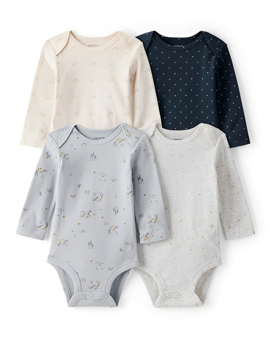 Carter's Baby Girl 4 Pack Unicorn Heart Star Print Long Sleeve Multipack Bodysuits Multi - ColorPlay