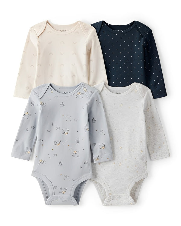 Carter's Baby Girl 4 Pack Unicorn Heart Star Print Long Sleeve Multipack Bodysuits Multi