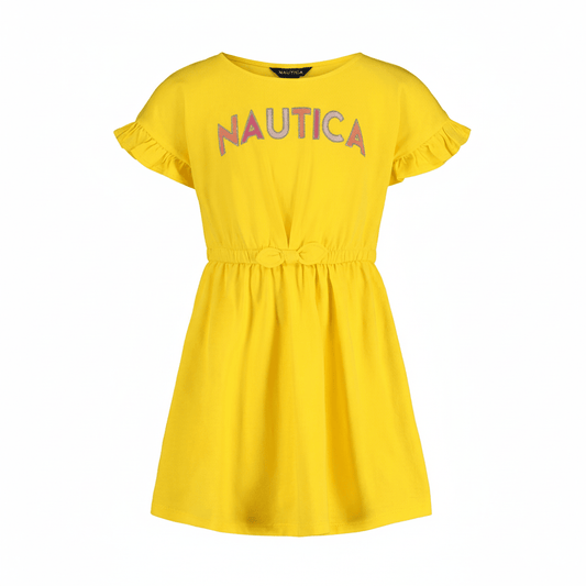 Girls Logo Ruffle Dress — Yellow - ColorPlay