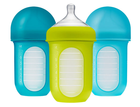 Boon NURSH Biberón Anti-Cólico 8oz (240ml) Set de 3 - Azul/Verde - ColorPlay