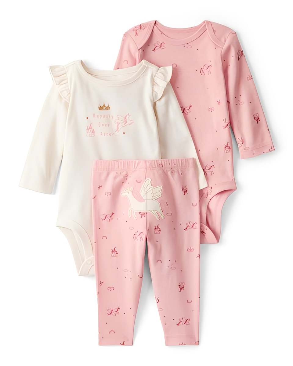 Carter's Baby Girl 3 Piece Unicorn Long Sleeve Bodysuit & Pant Set