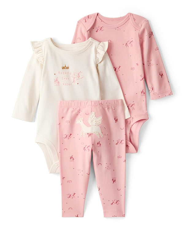 Carter's Baby Girl 3 Piece Unicorn Long Sleeve Bodysuit & Pant Set