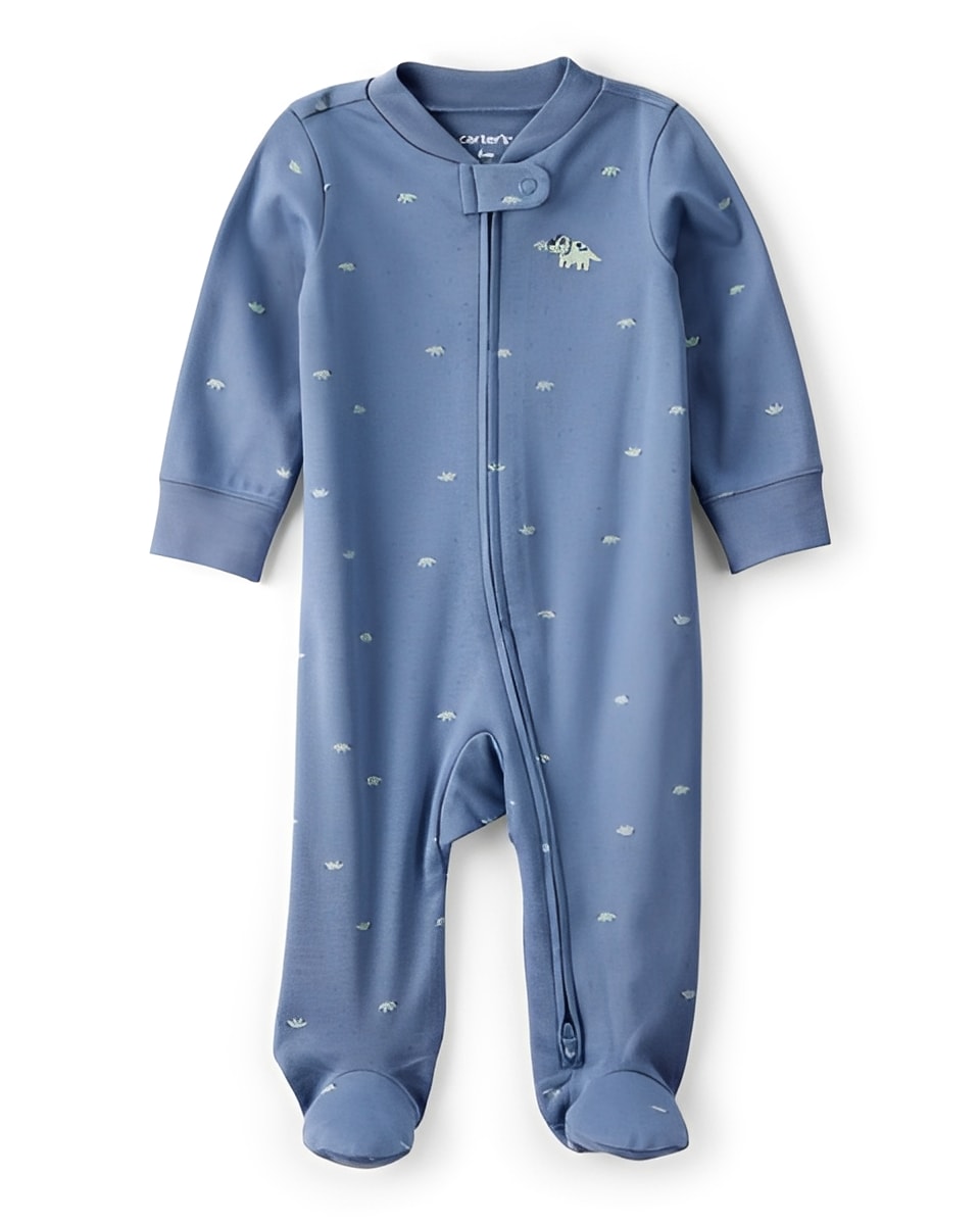 Carter's Baby Boy Dino Print 100 Percent Cotton Long Sleeve Sleep & Play Pajamas Blue