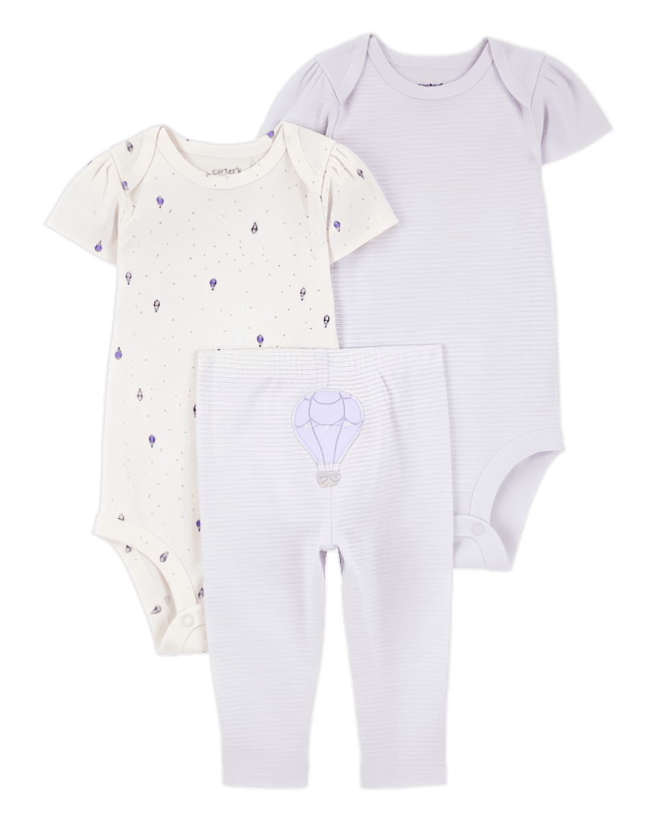 Carter's Baby Girl 3 Piece Hot Air Balloon Little Character Set Purple