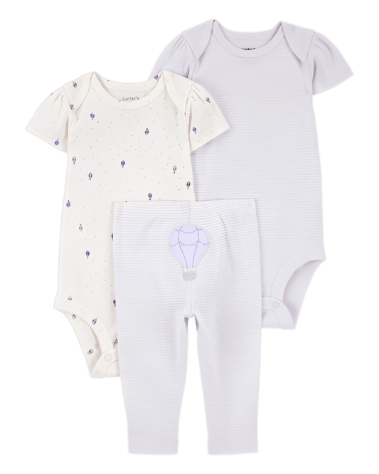 Carter's Baby Girl 3 Piece Hot Air Balloon Little Character Set Purple - ColorPlay