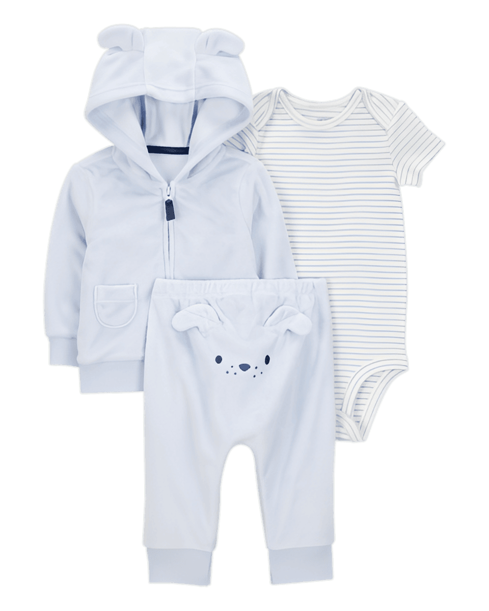 Carter's Baby 3 Piece Dog Little Cardigan Set Blue